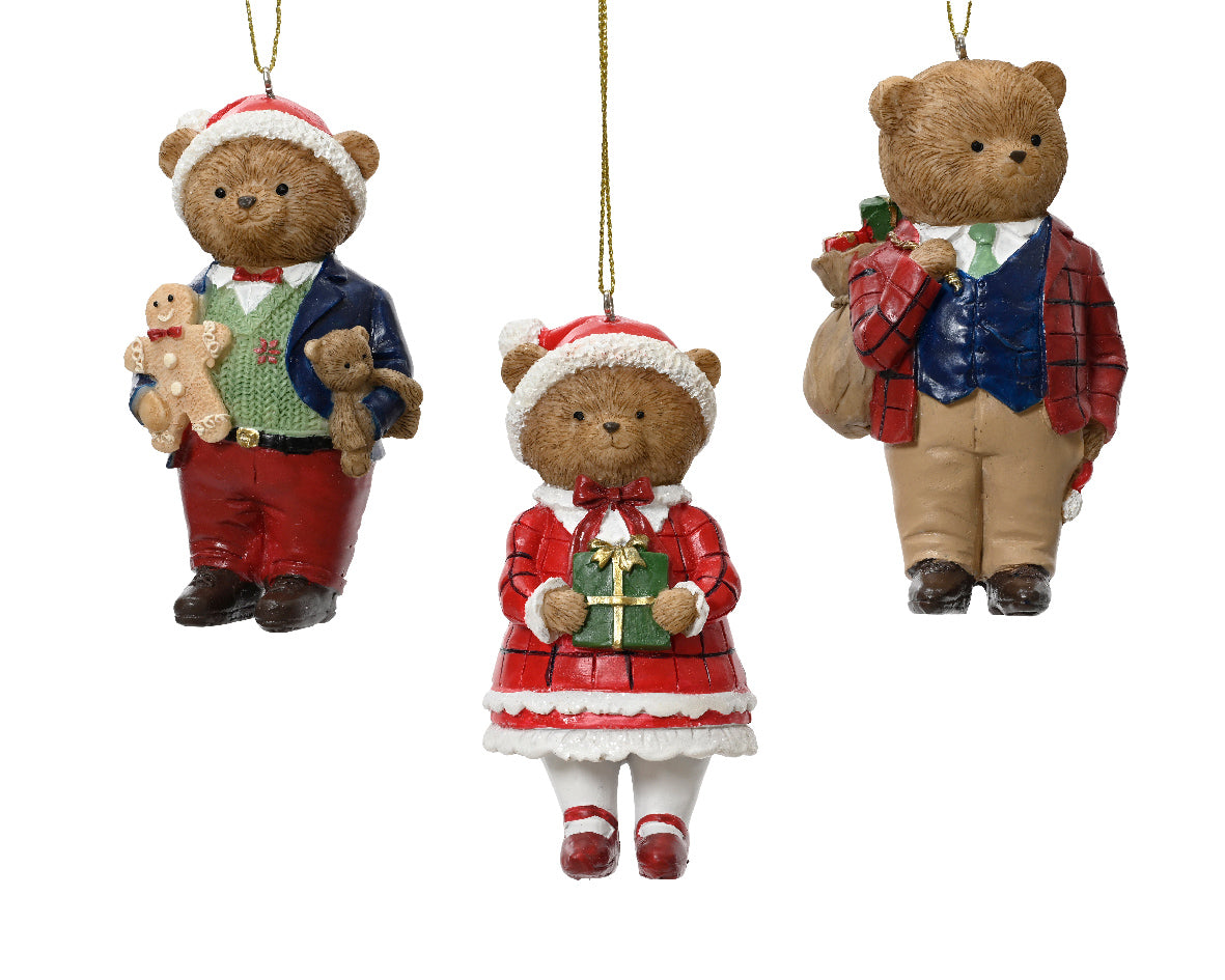 Colgante de oso de resina con adornos navideños de 11cm
