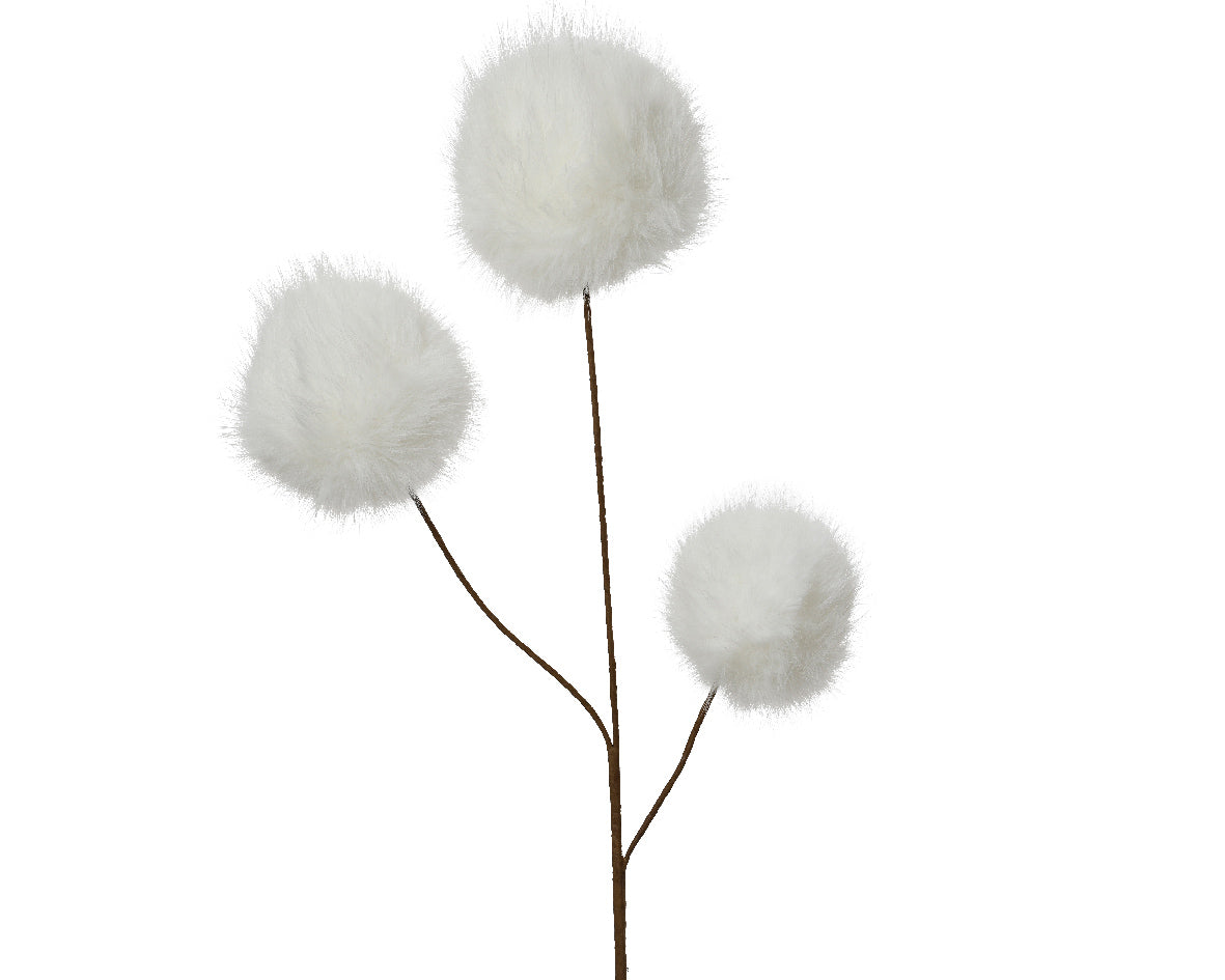 Rama floral de Navidad Fluffy blanco 70cm