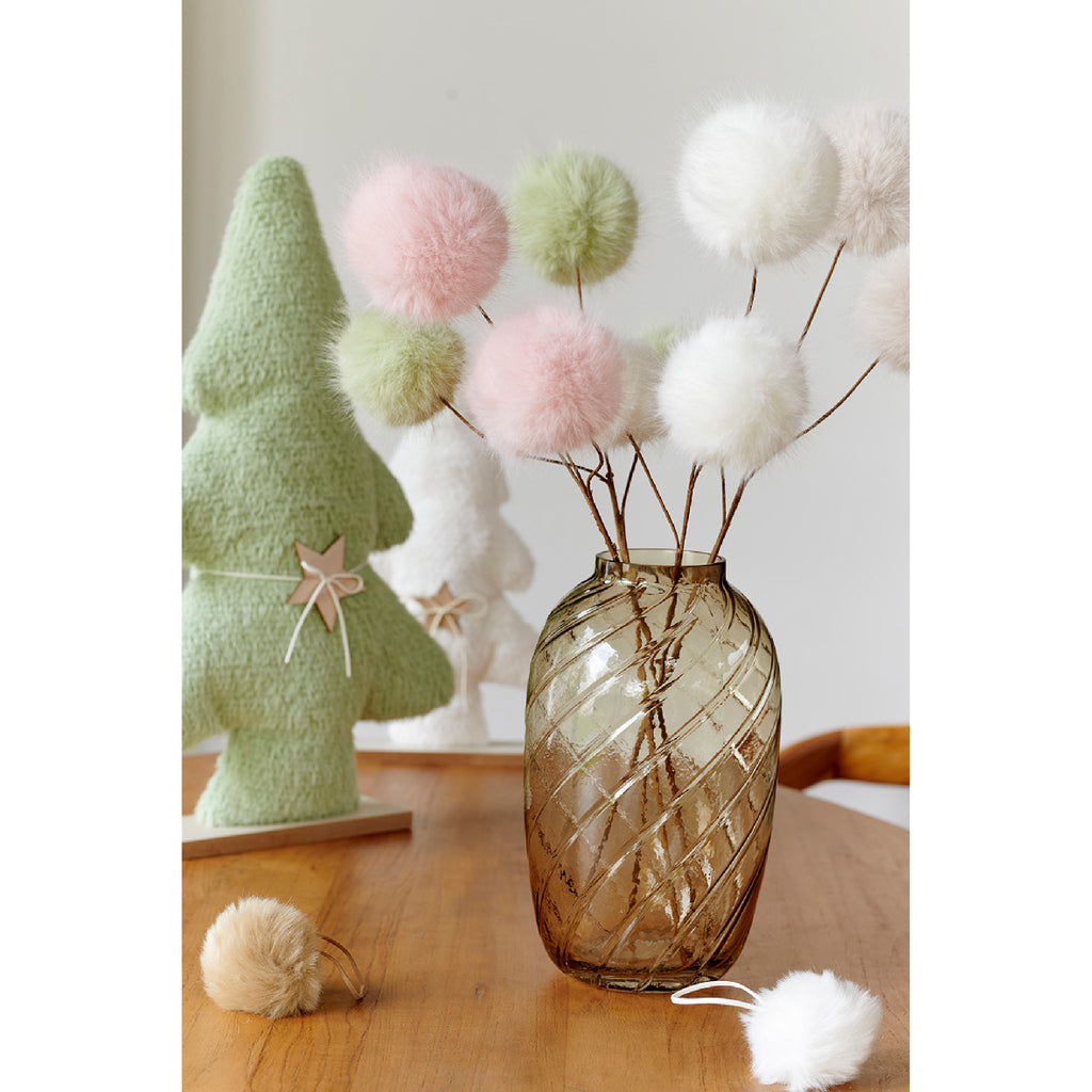 Rama floral de Navidad Fluffy blanco 70cm