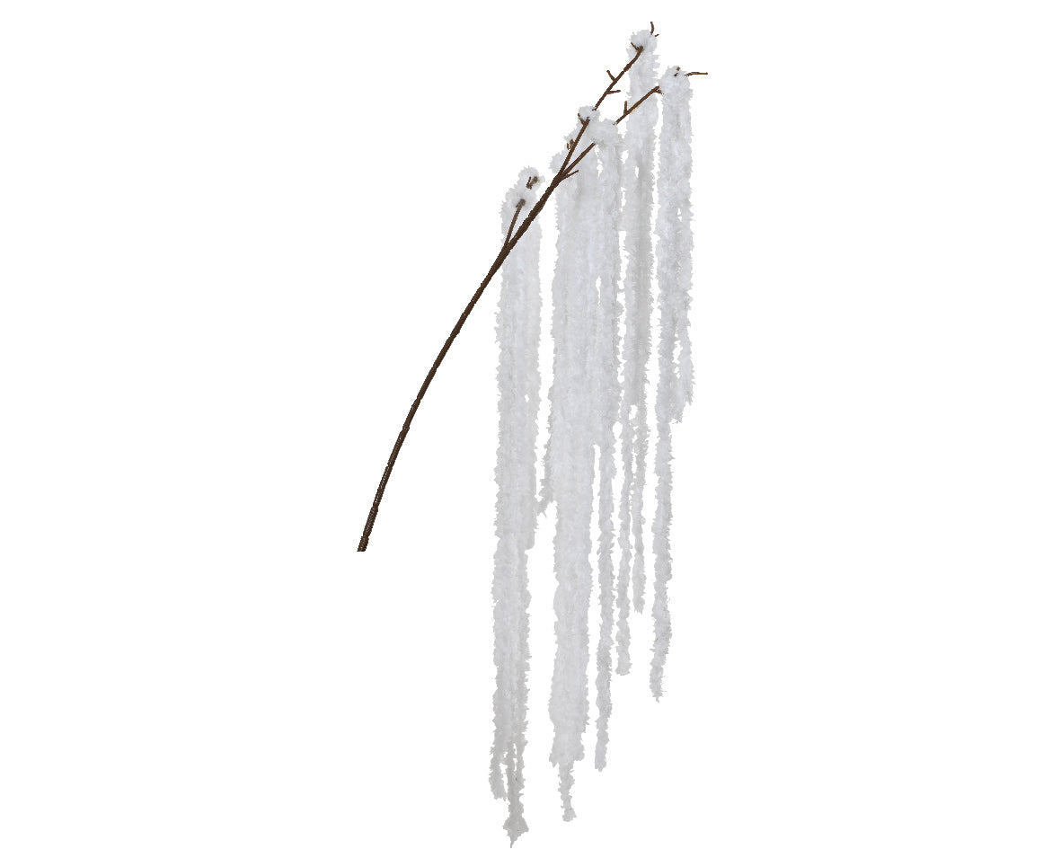 Rama floral de navidad con caida blanco 80cm