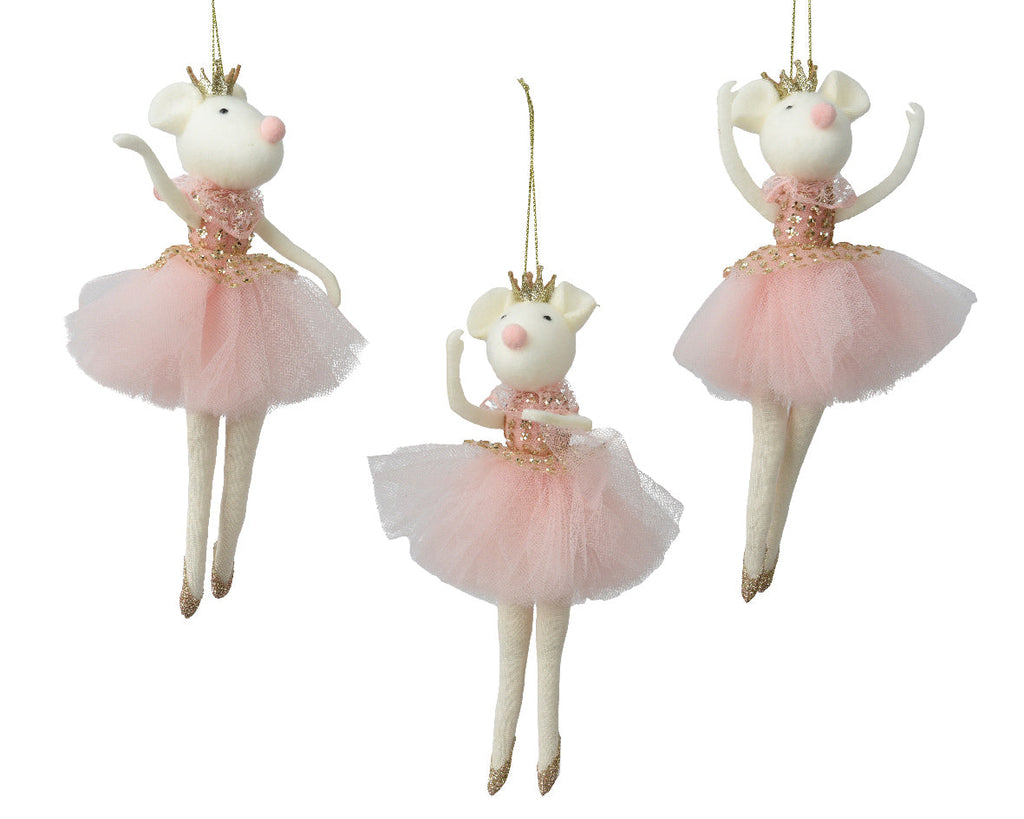 Ornamento de navidad ratoncitas bailarinas rosa de 19cm