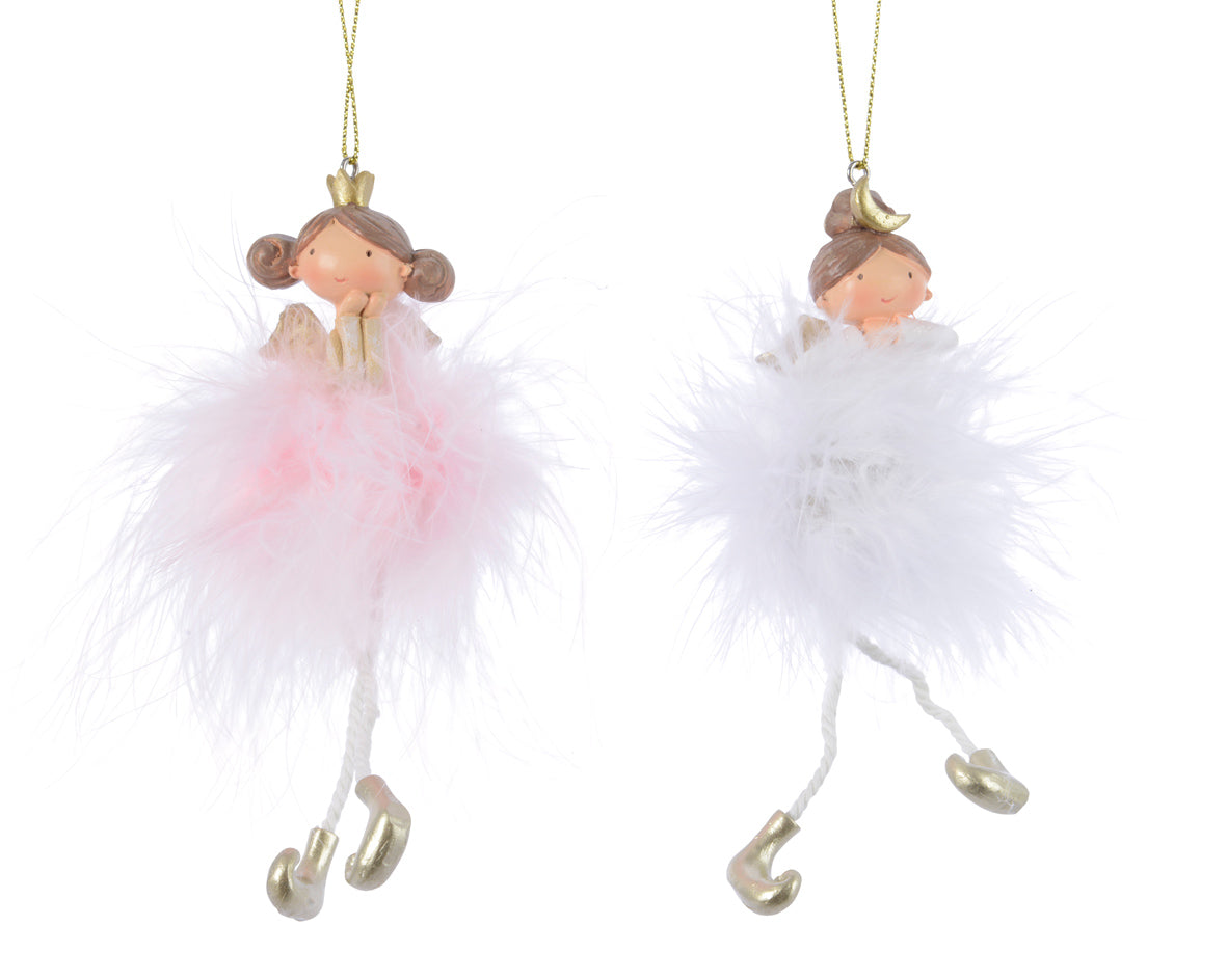 Bailarinas de Navidad de 15cm Blanco y Rosa