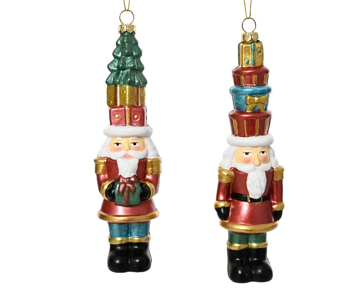 Ornamento de navidad cascanueces con regalos 18cm