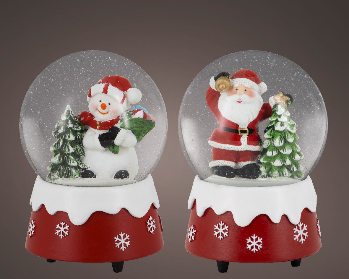Bola de navidad de agua con musica de 15cm rojo
