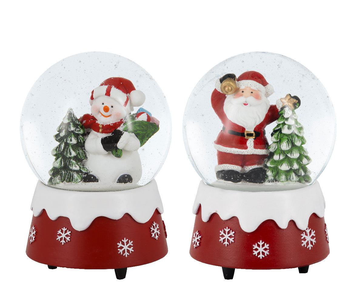 Bola de navidad de agua con musica de 15cm rojo