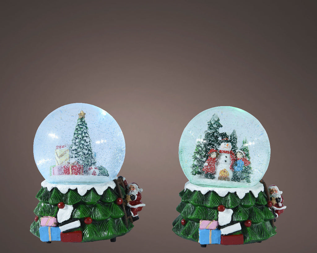 Bola de navidad de agua con musica de 15cm verde