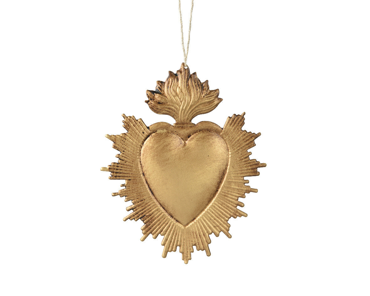 Ornamento de Navidad de Sagrado Corazón metalico de 14cm