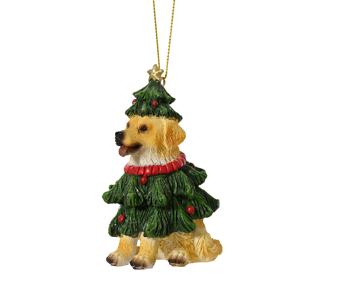 Ornamento de navidad de perrito disfrazado de arbol de 9cm