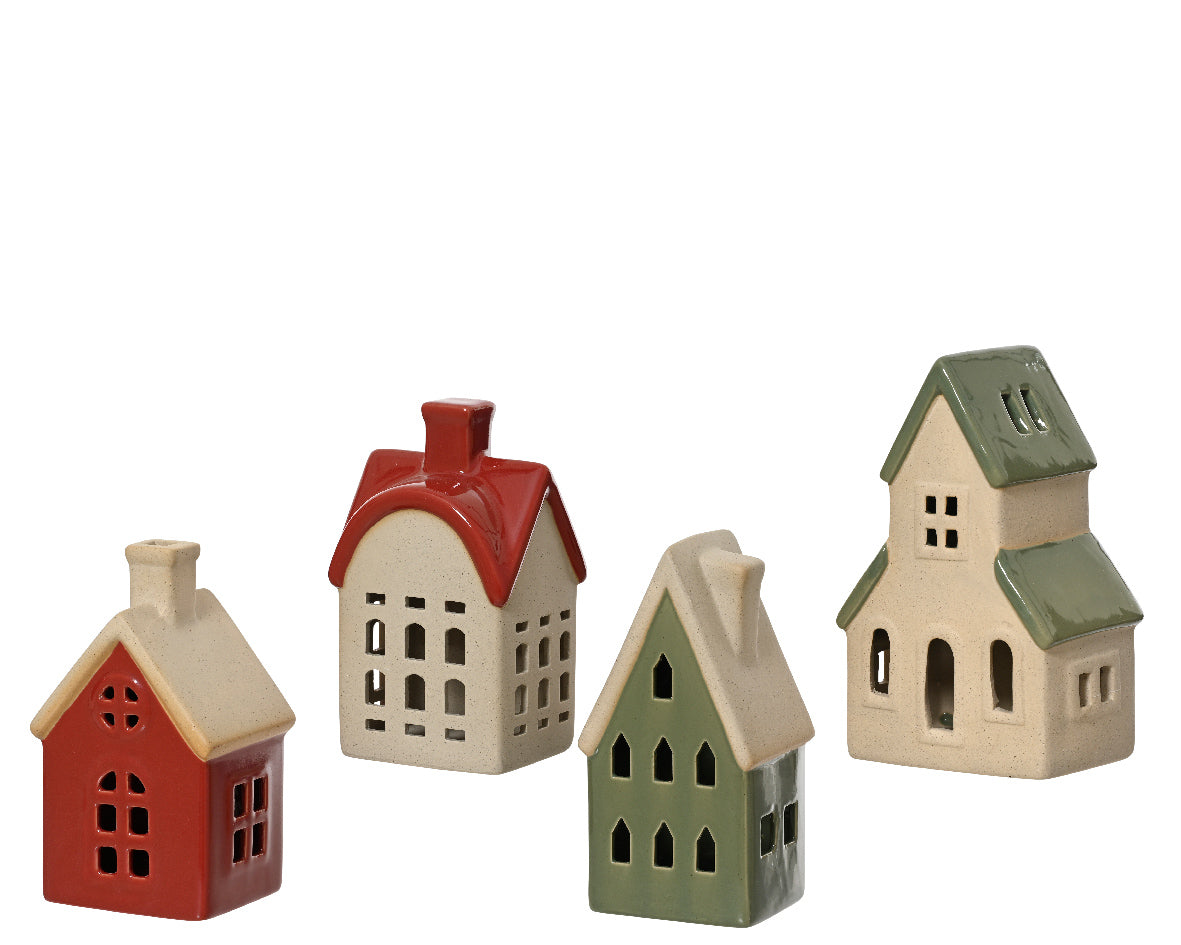 Casitas Portavelas de cerámica de navidad de 18cm