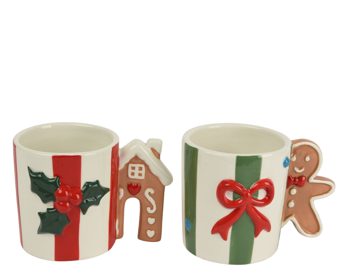 601213-Taza navideña de cerámica de 300 ml con asa en forma de casa o hombre de jengibre-navidad-envio-canarias