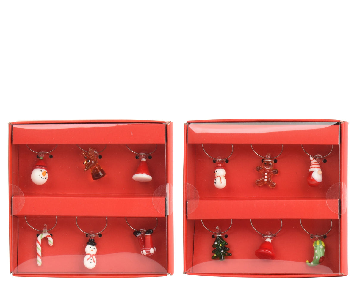 601224-Marcadores de copas navideños con decoración de cristal Acero inoxidable Diseños surtidos-navidad-envio-canarias