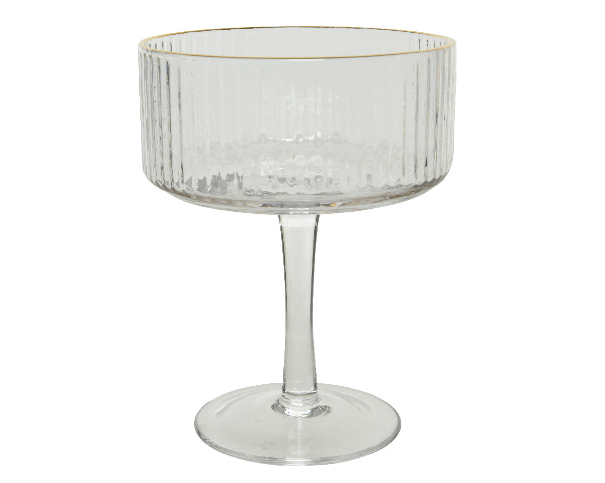 Copa de espumoso de cristal vintage con borde dorado núm. 292
