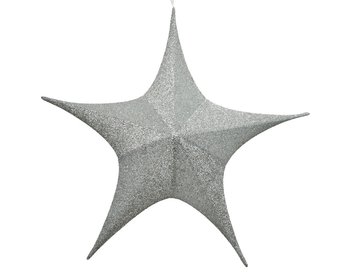 Estrella plegable plateada de poliéster de 42cm