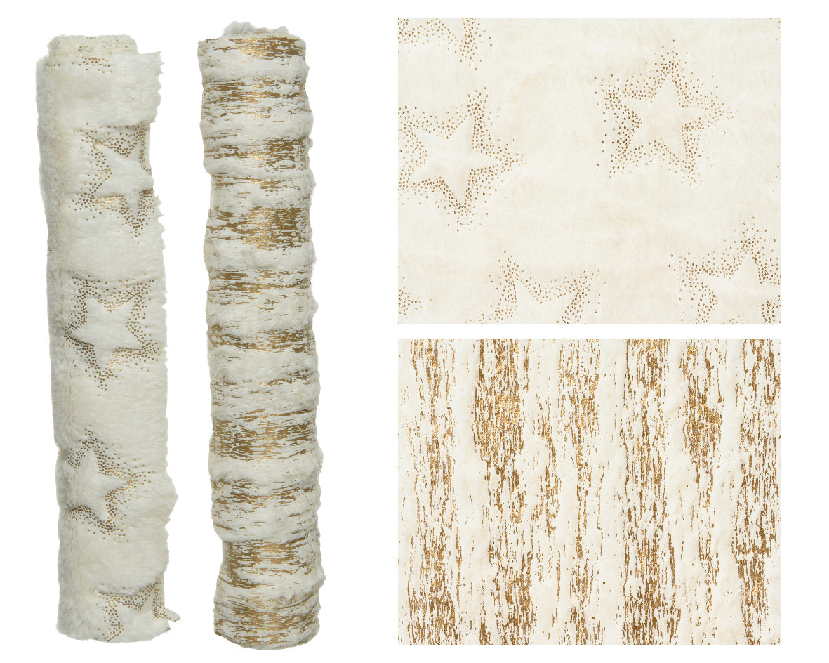 Cinta de poliéster de decoración color blanco y dorado 50 cm ref:612386