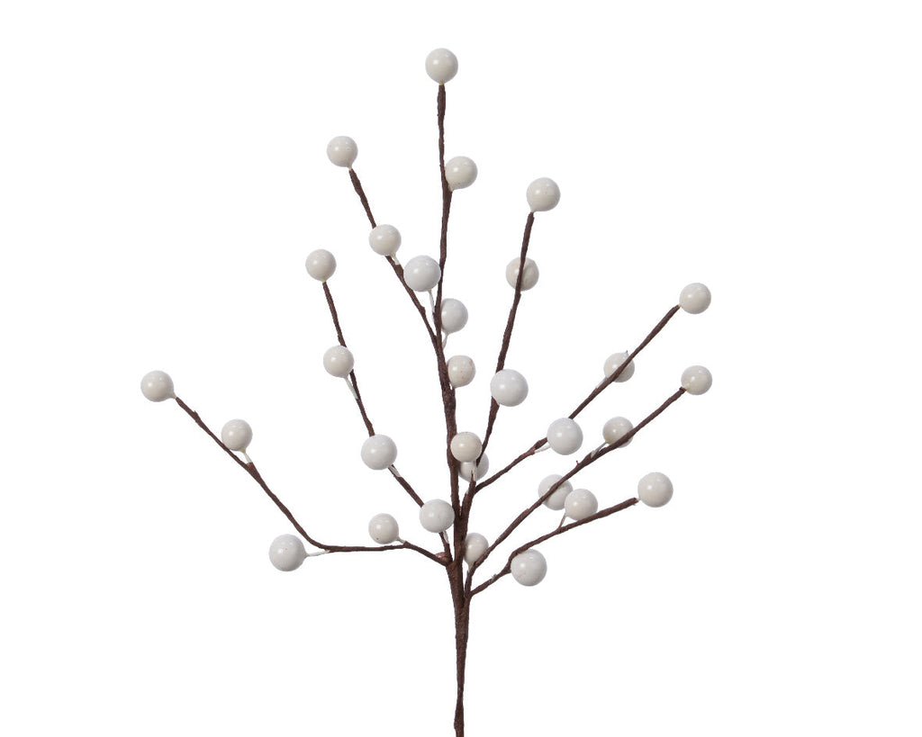 Rama floral de navidad bayas blancas 26cm