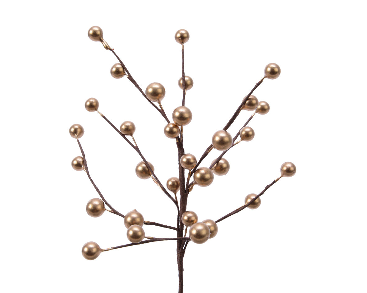 Rama floral de navidad bayas doradas 26cm