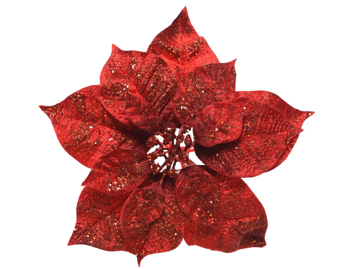 Floral de Navidad roja de poliéster de 26cm