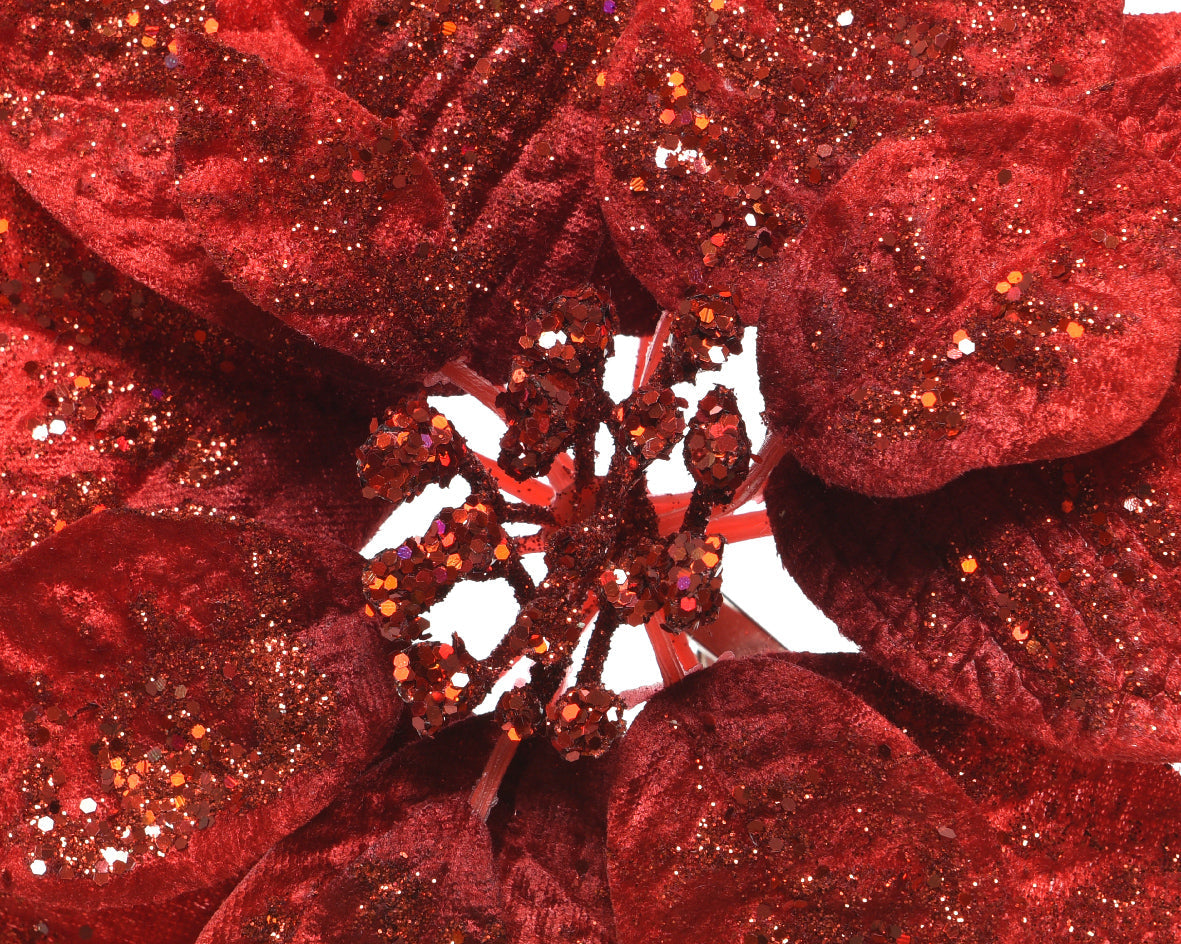 Floral de Navidad roja de poliéster de 26cm