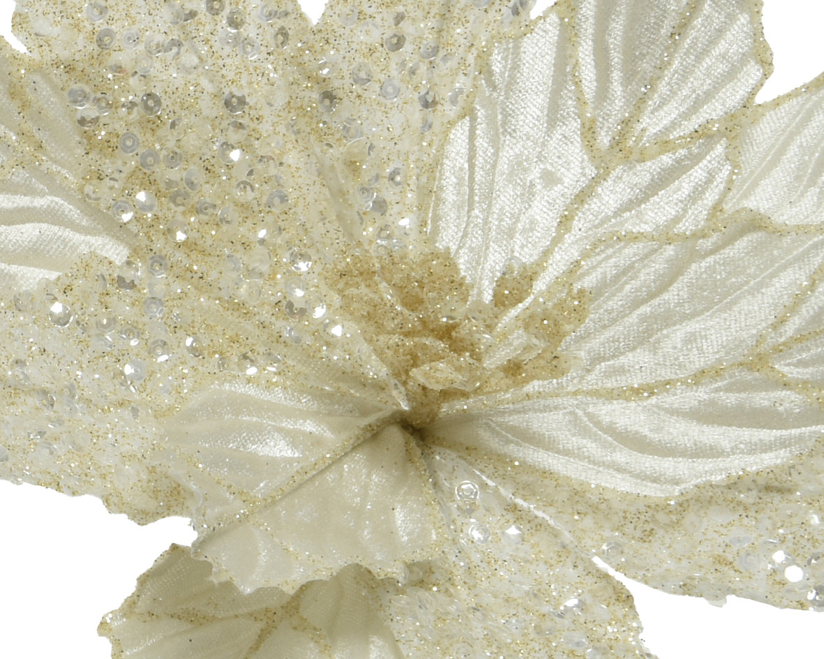 Flor blanca poliéster colección natural 3 cm