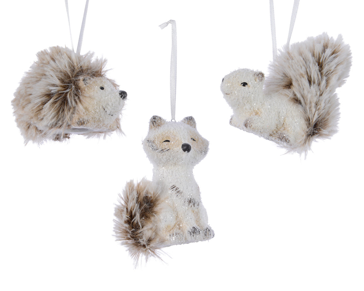 Figuras de animales colgante blanco y gris 7 cm terracota