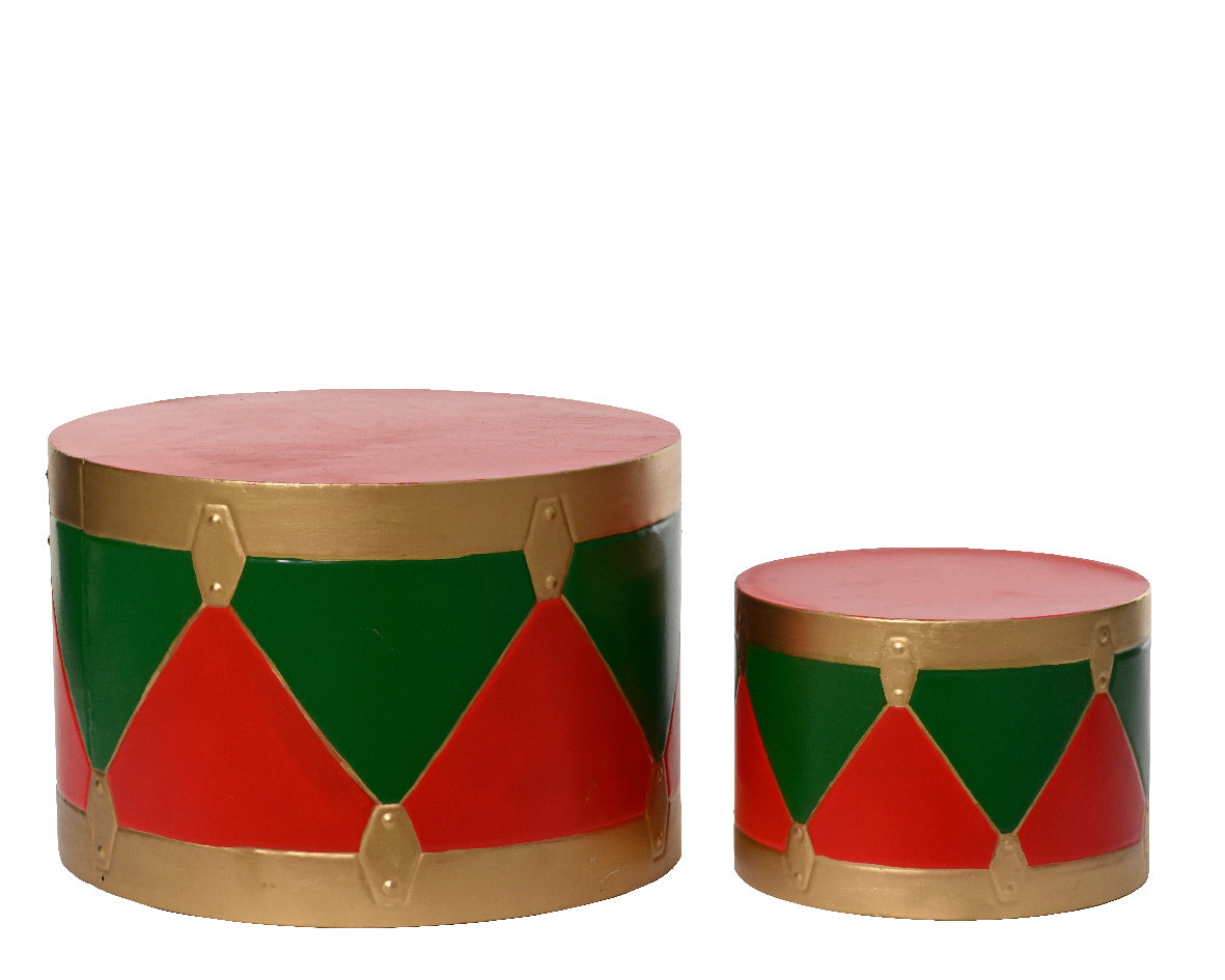 Set de 2 Tambores de Circo de navidad rojo y verde