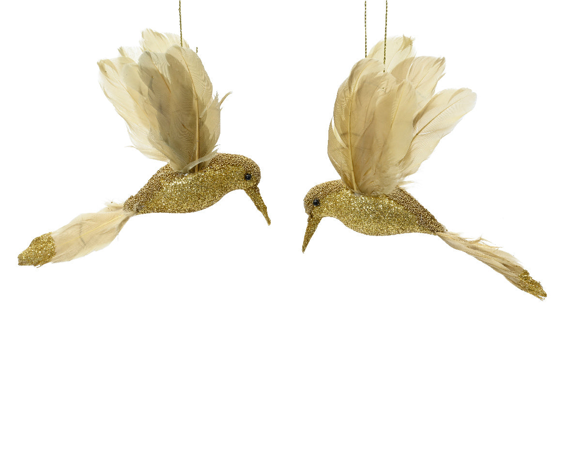 Pájaro pequeño dorado para decoración navideña  13 cm