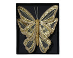 Elemento esencial de adorno de navidad poliéster de mariposa dorada  14 cm