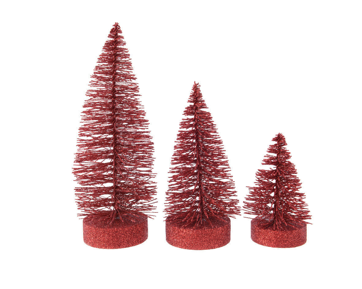 Mini árbol rojo con purpurina de 21cm