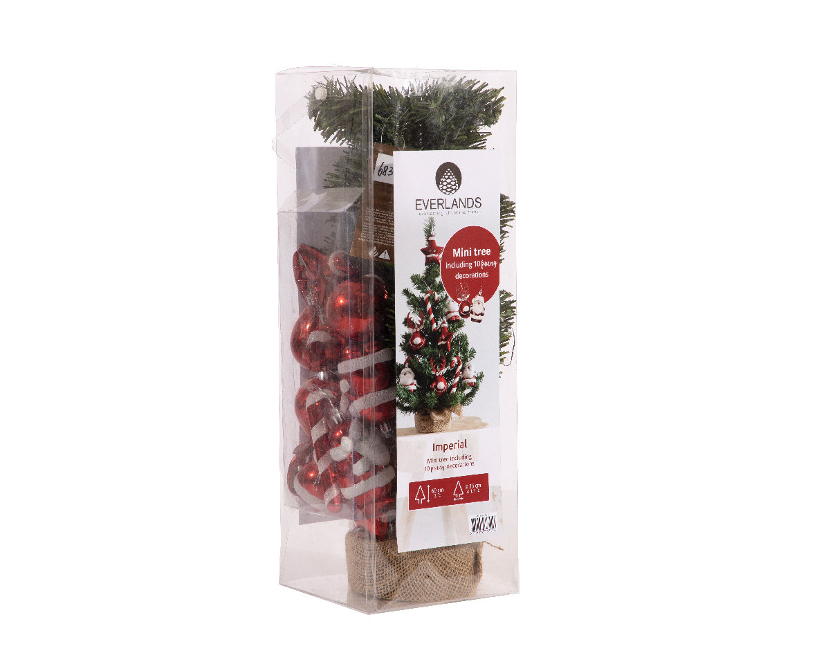 Miniarbol artificial con adornos navideños de 35cm