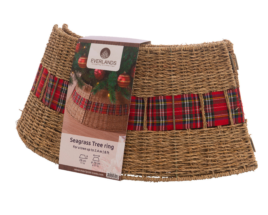 Cubrepie para árbol de navidad de fibras y cuadros 70cm