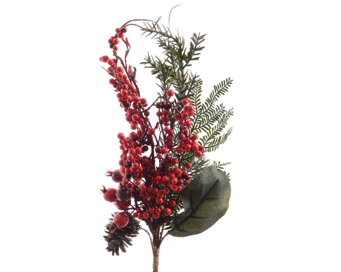 Rama de navidad con frutos rojos 50cm