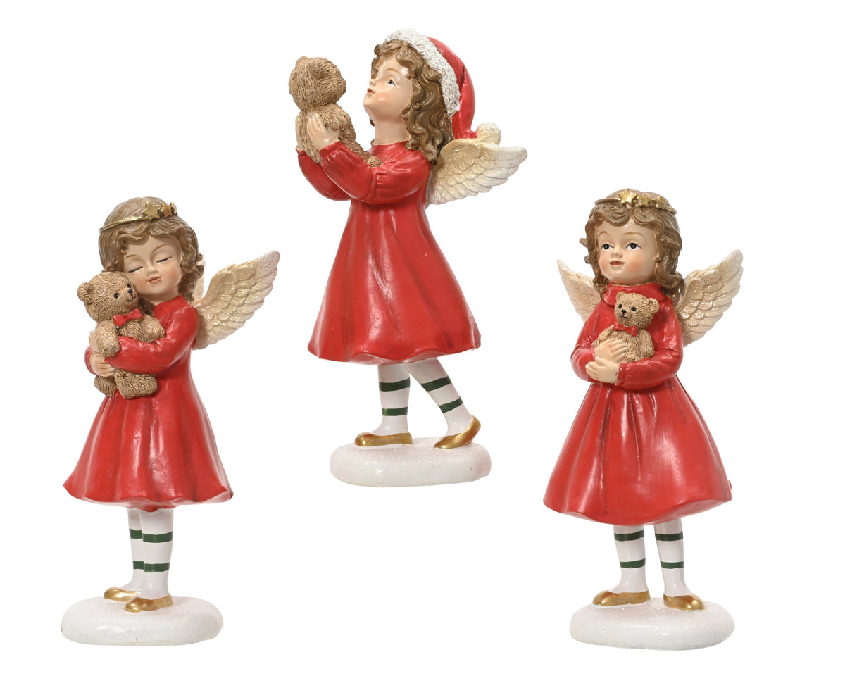 703586-Figura de ángel de pie con osito de peluche  17 cm-navidad-envio-canarias