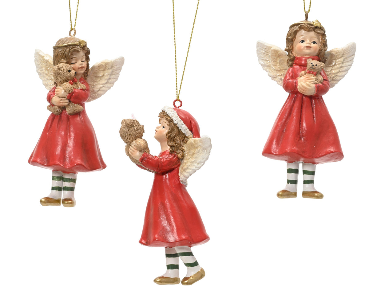 703587-Adorno colgante de poliresina ángel rojo de pie 11 cm-navidad-envio-canarias