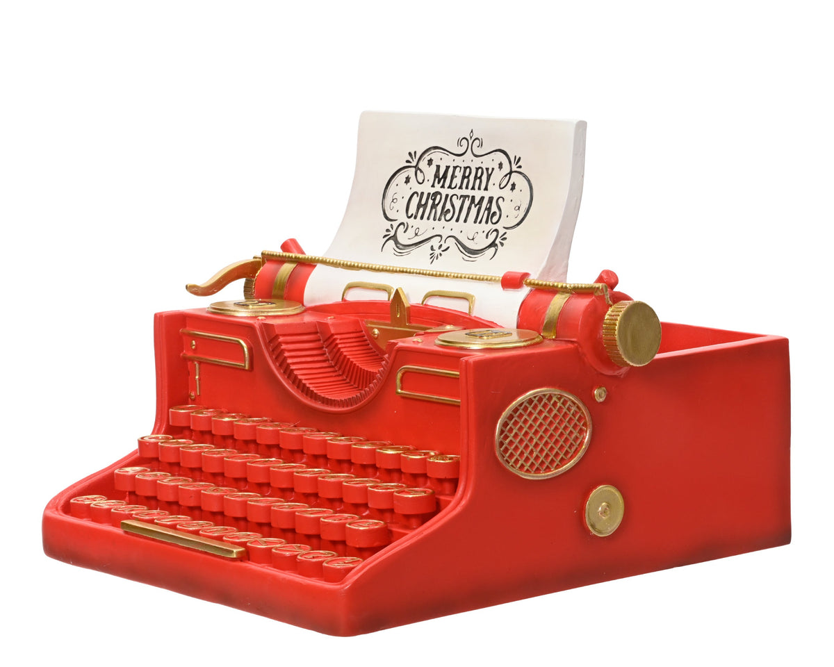 703662-Figura decorativa de máquina de escribir  roja/dorada 30 cm-navidad-envio-canarias