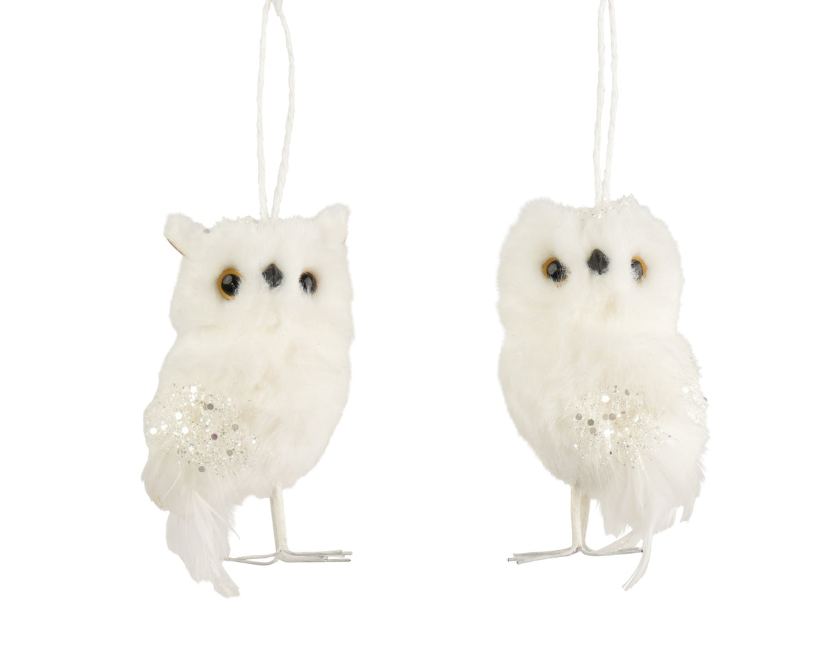 703753-Adorno de búho blanco de poliéster 12 cm-navidad-envio-canarias