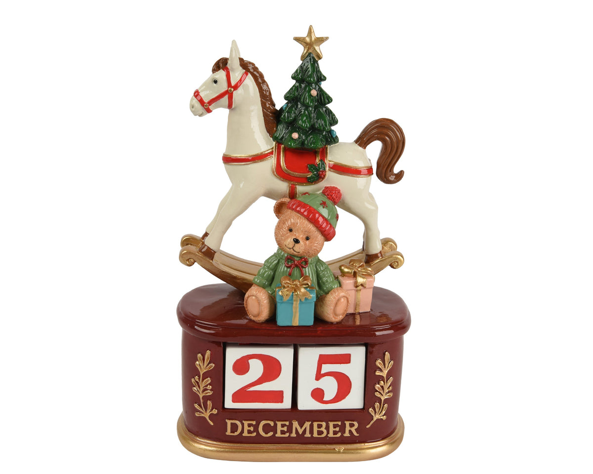 704560-Calendario de Navidad con figura de caballito mecedora de poliresina de 8 cm-navidad-envio-canarias