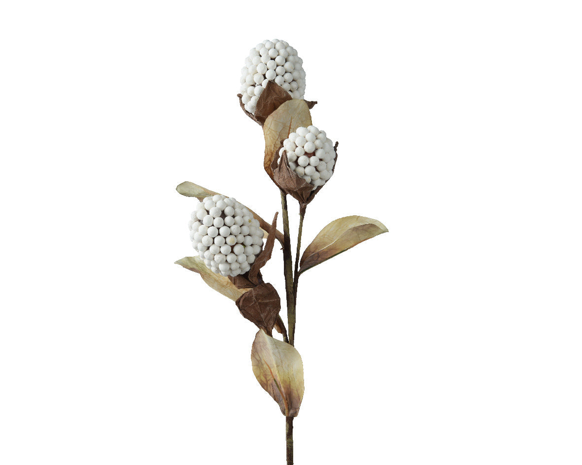 Rama de foam con flores blancas de 75cm