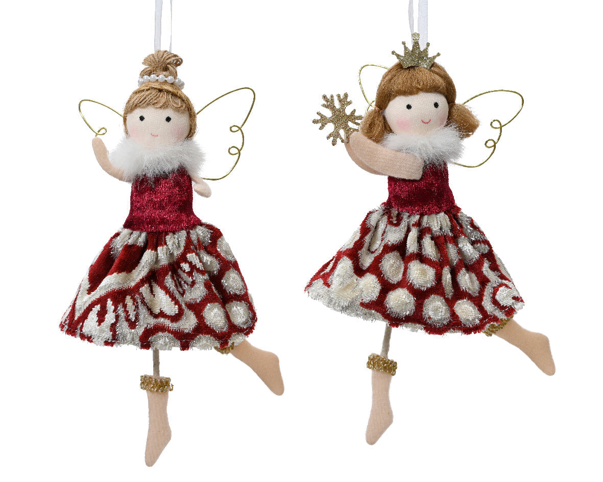 Angel rojo poliéster adornos navideños17 cm