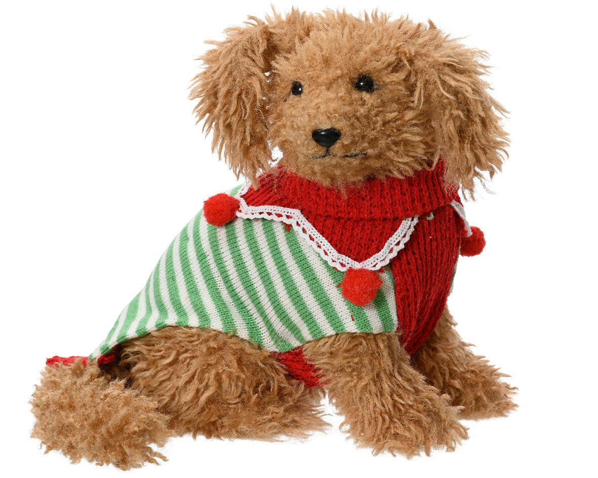 Perro  marrón poliéster animales adorno navideño 29 cm