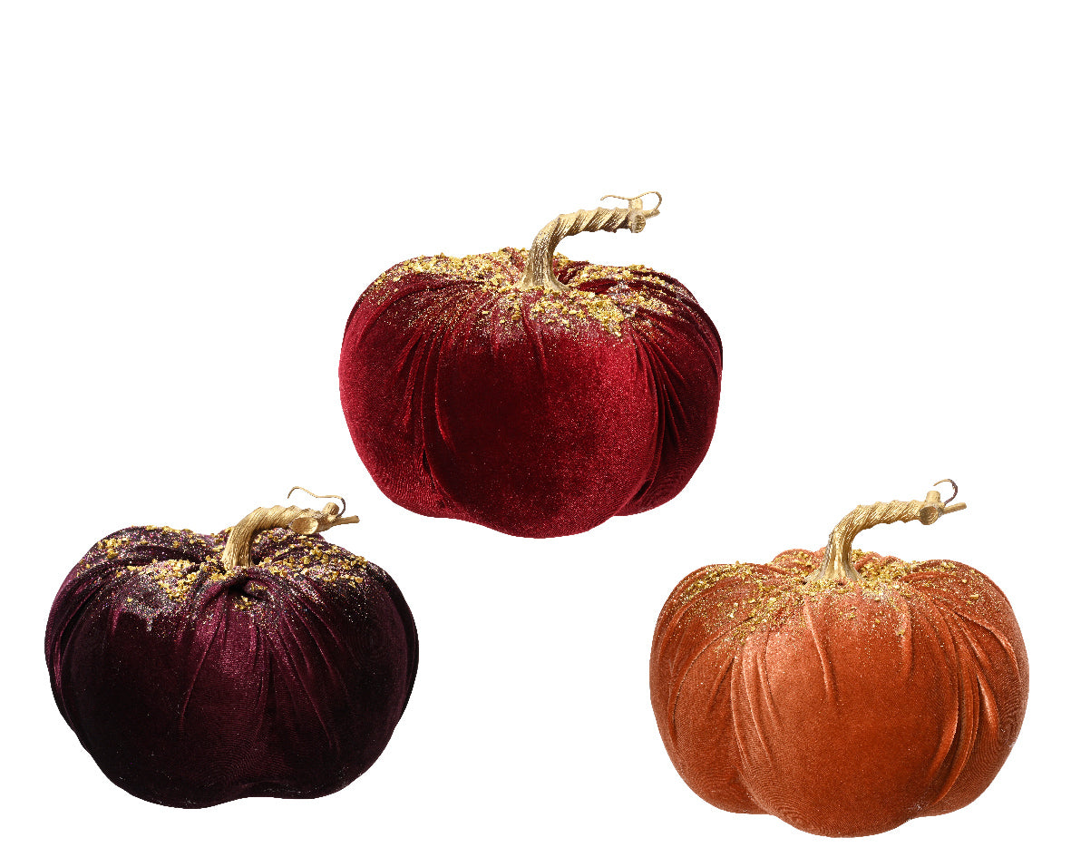 Calabaza de poliéster y terciopelo de 15cm