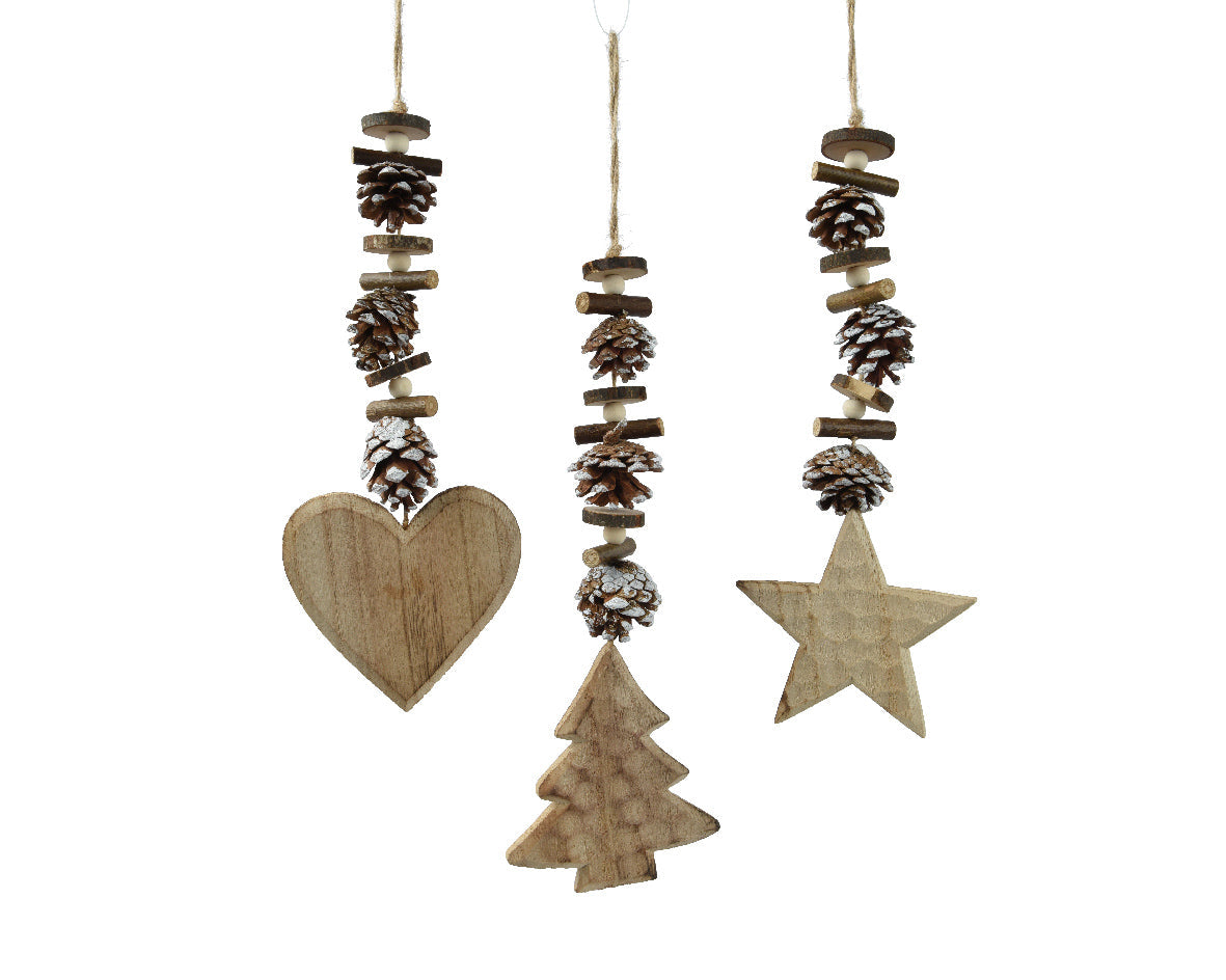 Figura natural de madera de abeto adornos navideños 26 cm