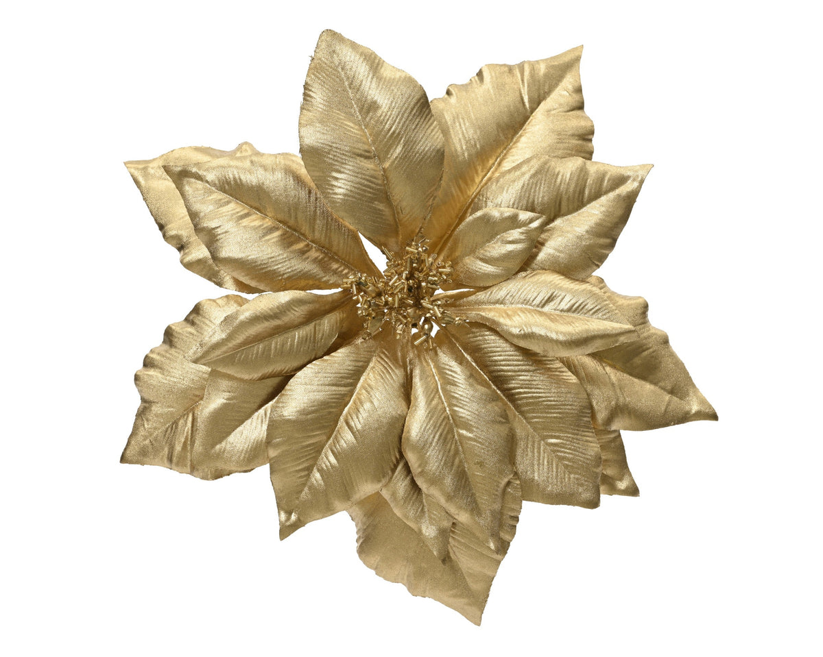 708081-Pinza decorativa de flor de Pascua Everlands color dorado 24 cm-navidad-envio-canarias