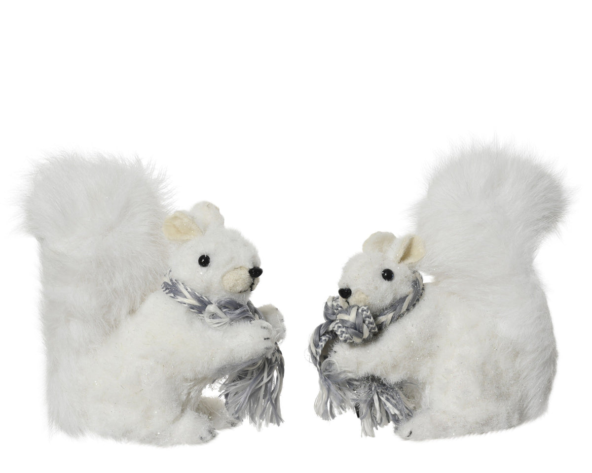 708910-Adorno de ardilla blanca de poliéster 13 cm-navidad-envio-canarias