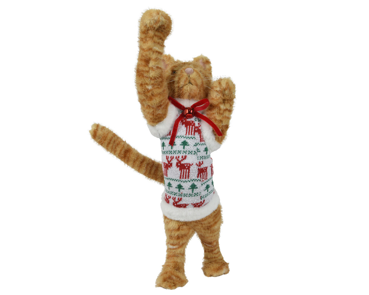 Peluche de gato de navidad para pie de arbol de 57cm