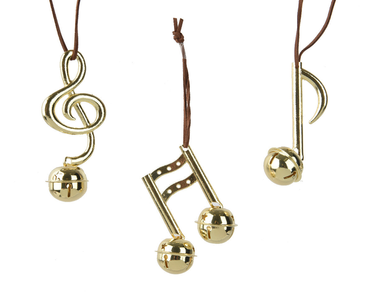 ornamento de Navidad Notas Musicales de 10cm dorado