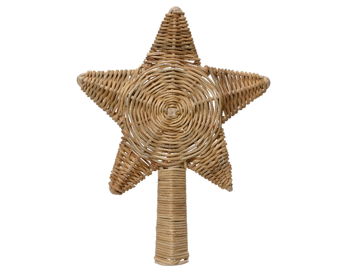 Punta de árbol de Navidad en forma de estrella de ratán natural