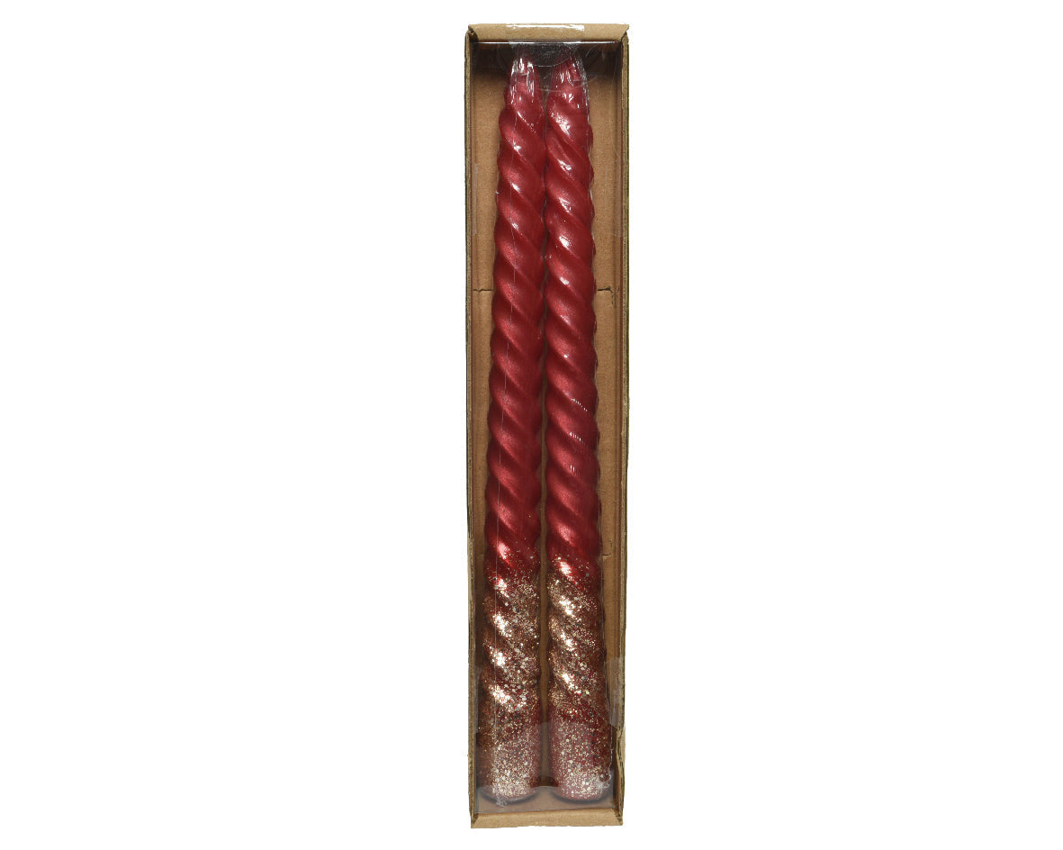 Vela de cera trenzada color Rojo de Navidad
