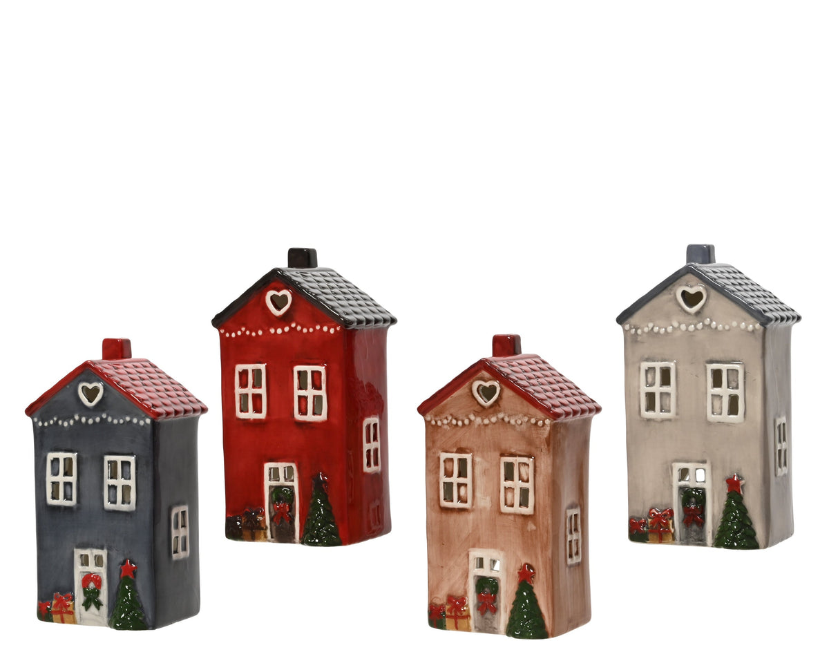 741101-Portavelas con forma de casita 20 cm-navidad-envio-canarias