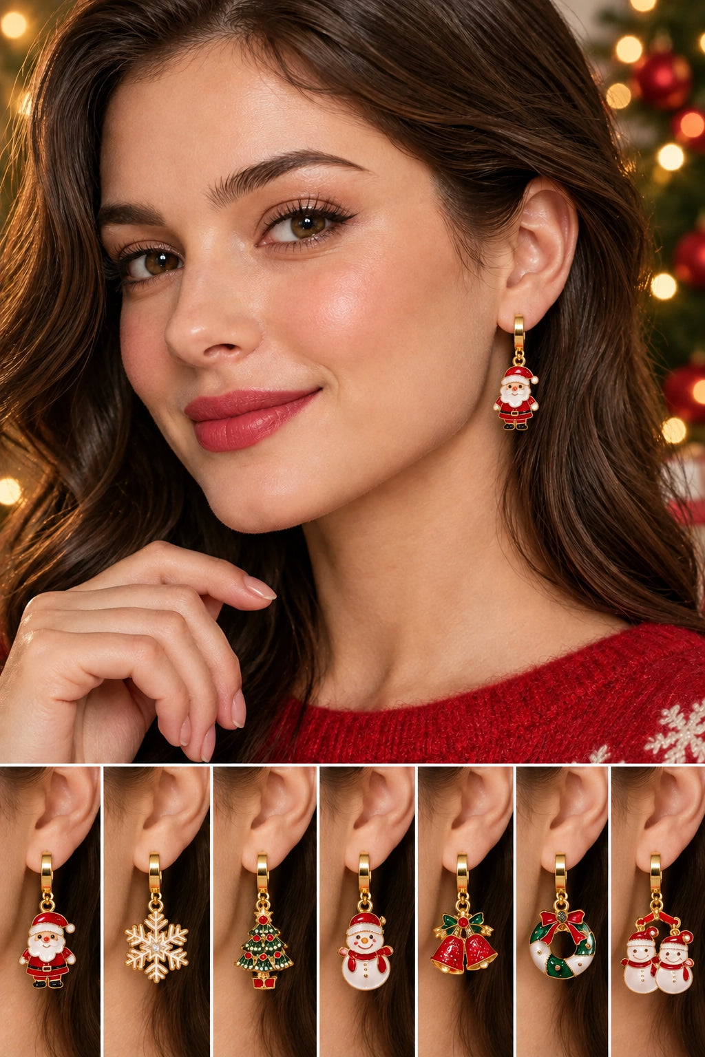 Pendientes de Navidad metálicos