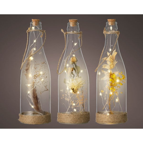 Botellas de luces led y flores artificiales 23cm-10L
